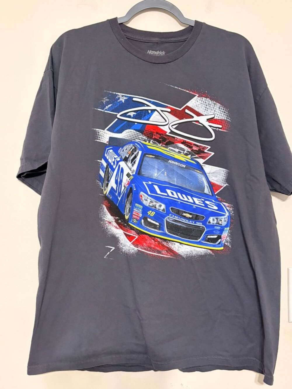 NASCAR Hendrick Motorsports Jimmie Johnson #48 Gray Graphic Tee Mens Size XL